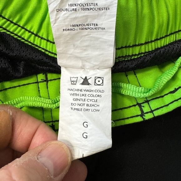 Nike Men's Black/Green Drawstring Waist Board Short‎ Swim Trunks Size Large Mesh - Picture 7 of 13